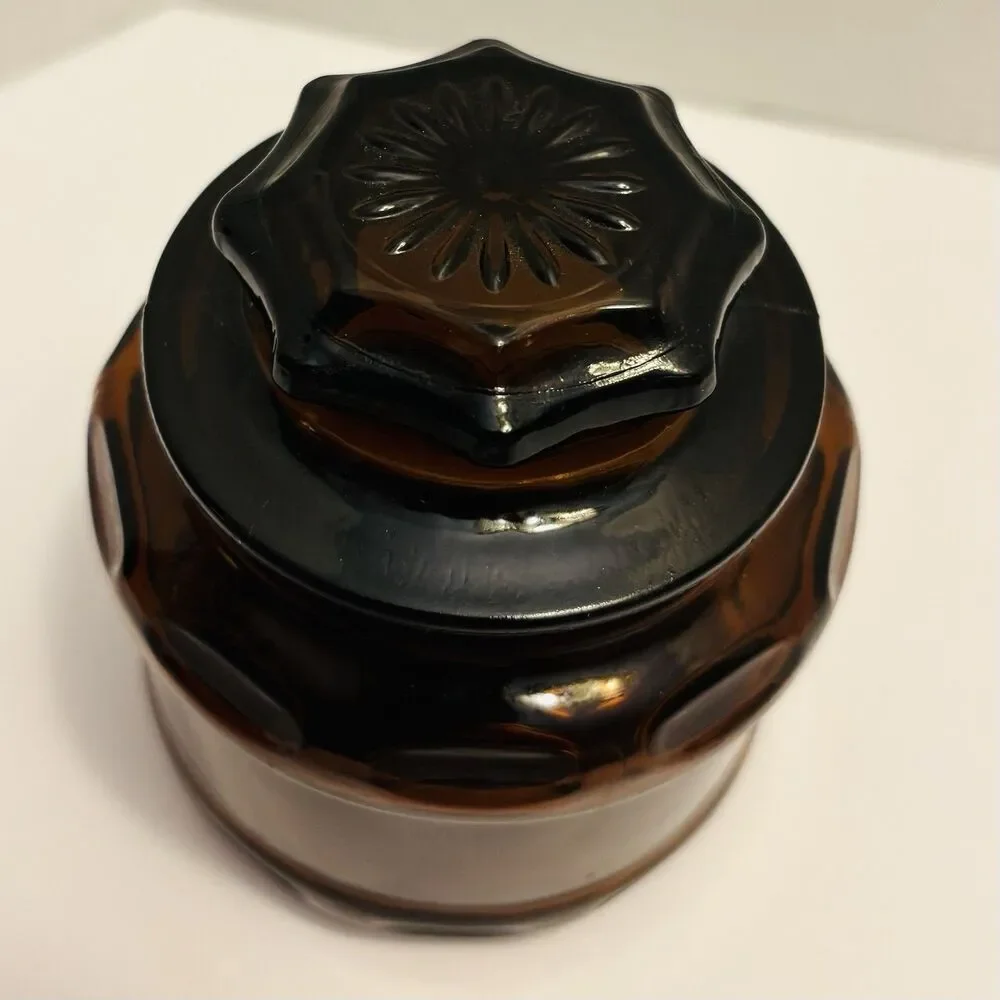 Vintage Amber Brown Apothecary Decor Glass Jar Storage Small Canister 4”